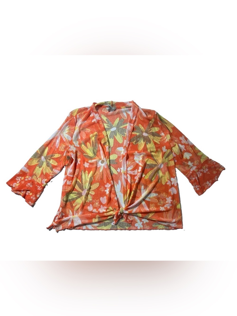 NEW Women's Size XL Multiples 3/4 Sleeve Open Front Sheer Cardigan Polyester $59